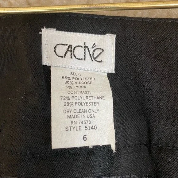 Cache Black Faux Leather Stripe Pants